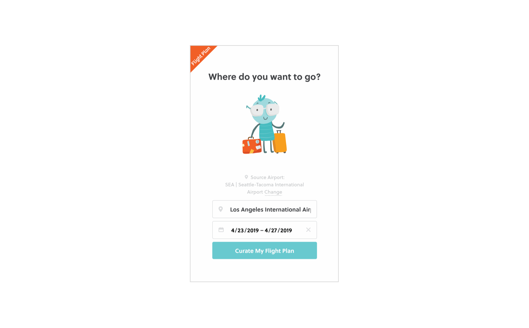 The user enters in their destination and trip duration.